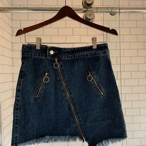 Moto Style Jean Skirt